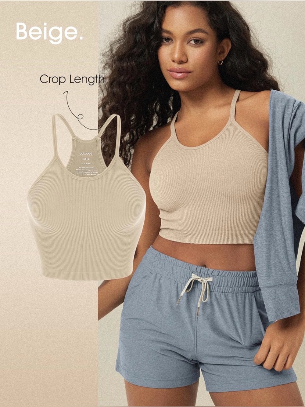 Ribbed Crop Bandeau Tank - Beige says it’s 2XL but I daily that an L